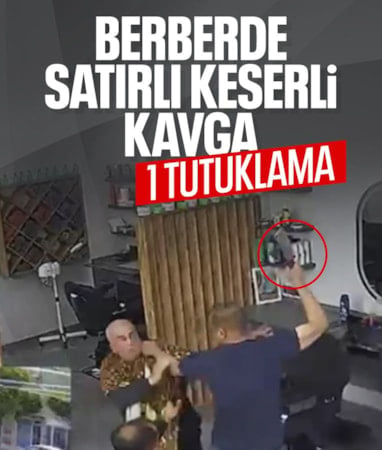 Mersin'de berberde tıraş olan husumetlisine satırla saldırdı