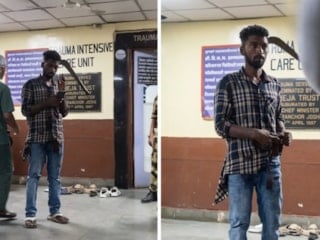 Hindistan'da başına pala saplanan genç telefonla ilgilenmeye devam etti