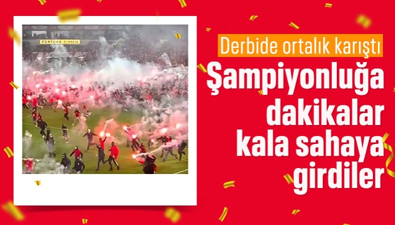 Çekya'da taraftarlar sahaya daldı, şampiyonluk ertelendi!