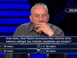 Kim Milyoner Olmak İster'de 200 bin TL'lik Arda Güler sorusu