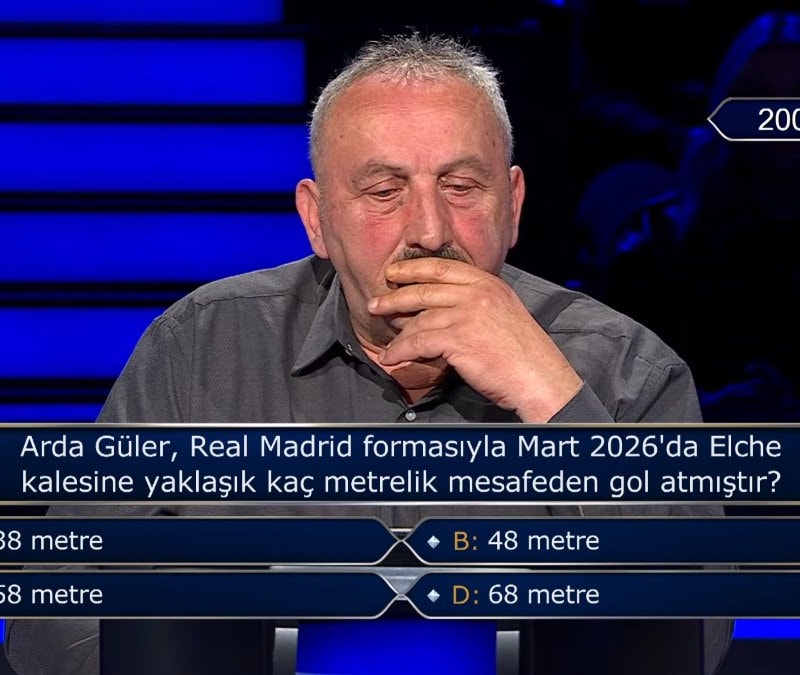 Kim Milyoner Olmak İster'de 200 bin TL'lik Arda Güler sorusu