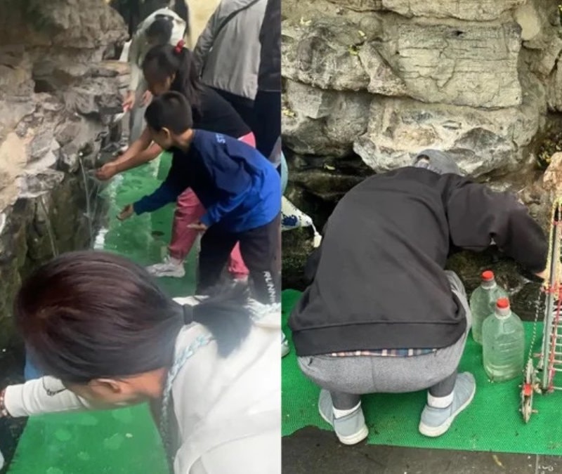 Turistlerin peşinden koştuğu kaynak suyu: Bir damlası için saatlerce bekliyorlar