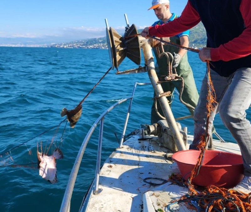 Trabzon'^da kalkan avı denetimi: 3 bin metrelik ağa el konuldu