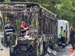 Sarıyer'de seyir halindeki İETT otobüsünde yangın