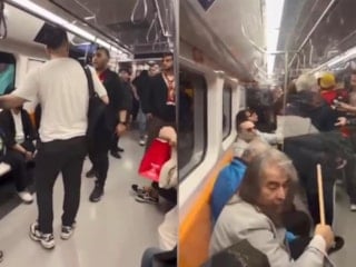 İstanbul'da metroda küfürlü tezahürat kavgasına oklavayla müdahale
