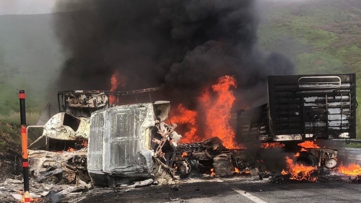 Bitlis'te tırlar kafa kafaya çarpışarak alev topuna döndü: 2 sürücü hayatını kaybetti