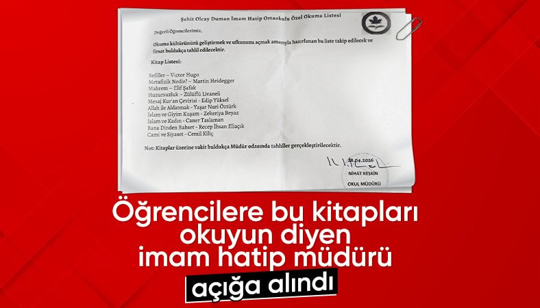 Kitap listesi skandalına soruşturma: İmam hatip ortaokulu müdürü açığa alındı
