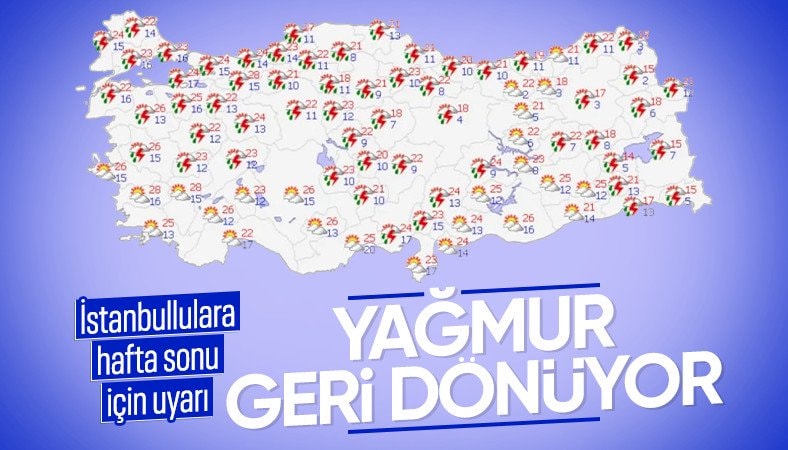 İstanbul'da hafta sonu yağmurlu geçecek