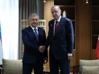 Cumhurbaşkanı Erdoğan ile Özbek mevkidaşı Mirzoyev, Türkistan'da görüştü