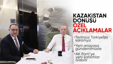 Cumhurbaşkanı Erdoğan, Kazakistan dönüşünde gazetecilere konuştu