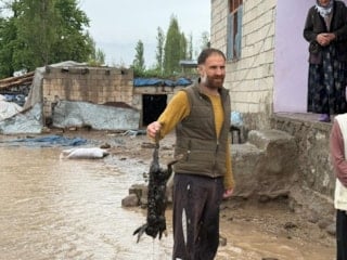 Iğdır'da sel sonrası evler ve araziler sular altında kaldı