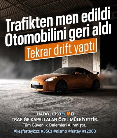 Hatay’da ceza aldı: Otomobilini aldıktan sonra yine drift yaptı