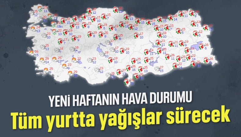 Meteorolojiden yeni hafta tahminleri: Yağışlar devam edecek