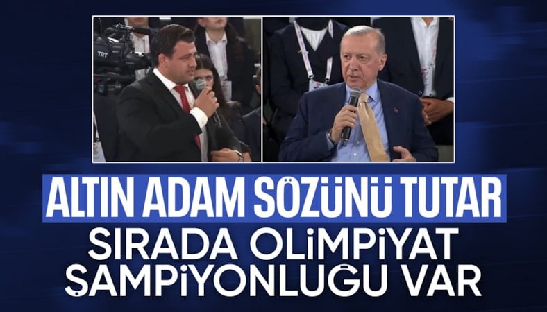 Cumhurbaşkanı Erdoğan ve Rıza Kayaalp arasında samimi diyalog: Hedef olimpiyat şampiyonluğu