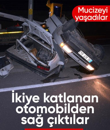 Kahramanmaraş'ta ikiye katlanan otomobilden yaralı çıktılar