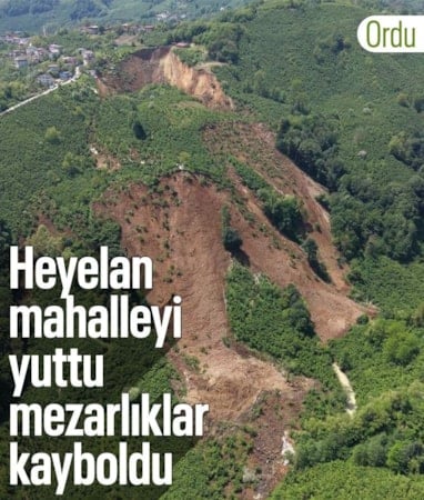 Ordu’da heyelan mahalleyi yuttu, mezarlıklar bile kayboldu