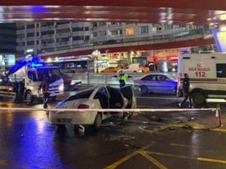 Ankara'da kontrolden çıkan otomobil köprüden uçtu
