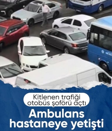 Gaziantep’te kilitlenen trafiği otobüs şoförü açtı