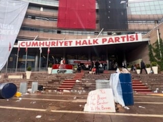 CHP Genel Merkezi tahliye sonrası görüntülendi