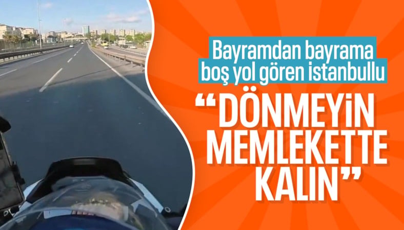İstanbul'da bayram tatili ile yollar boşaldı: Motorcu o anları paylaştı