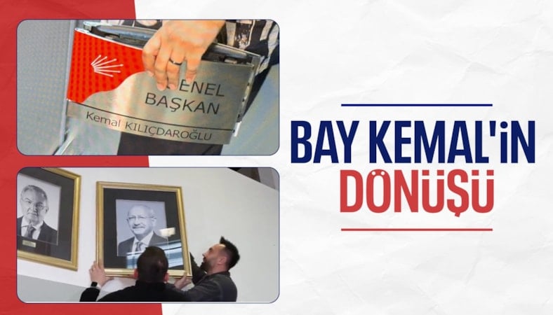 Kemal Kılıçdaroğlu'nun fotoğrafı yeniden CHP Genel Merkezi'ne asıldı