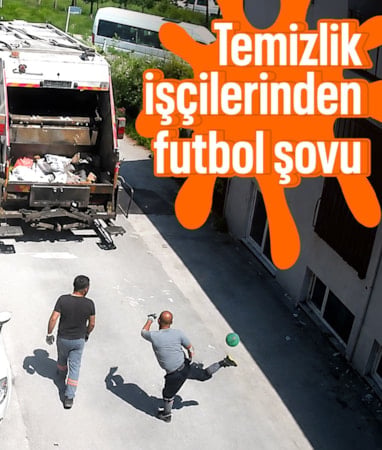 Bursa'da temizlik işçilerinin futbol molası