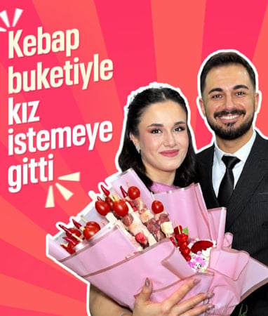 Kahramanmaraş’ta damat, kız istemeye kebap buketiyle gitti