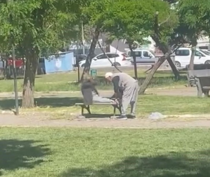 Diyarbakır'da amcalar yaşlarına aldırış etmeden parkta mekik çekti