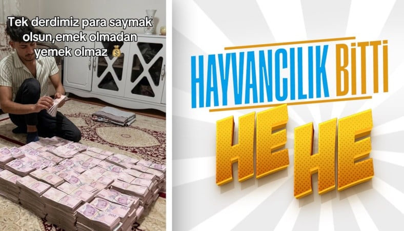 Bir besici kurban satışlarından elde ettiği parayı saydı