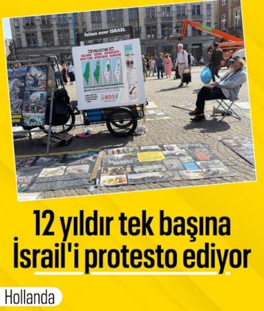 Amsterdam'da 12 yıldır tek başına Filistin gösterisi