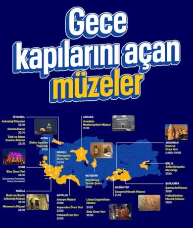 Türkiye’nin 20 müze ve ören yeri geceleri ziyarete açık