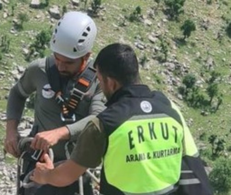 Siirt'te kayalıklarda mahsur kalan keçi, 8 gün sonra kurtarı