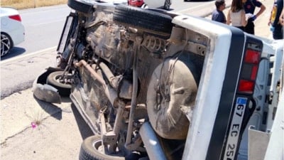 Gaziantep'te ters dönen araçtaki 8 aylık bebek hayatını kaybetti