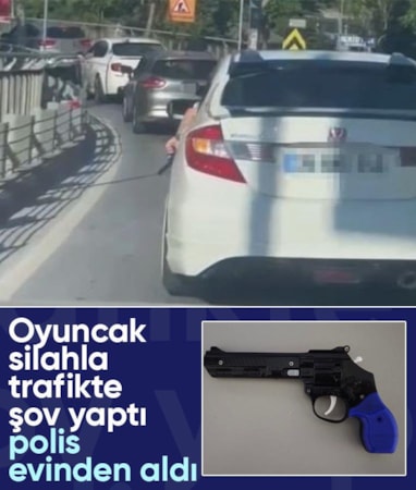 Sarıyer'de otomobilin camından silah gösterince gözaltına alındı: Silah oyuncak çıktı