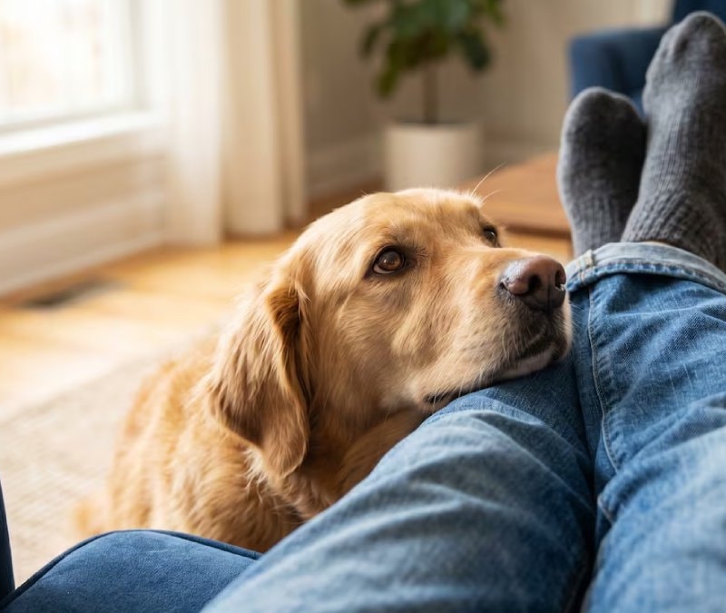 Köpekler kafasını neden sahibinin bacağına yaslar: Uzmanlar 