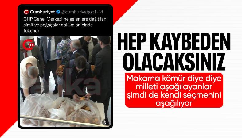CHP Genel Merkezi'nde simit ve poğaça için birbirleriyle yarıştılar