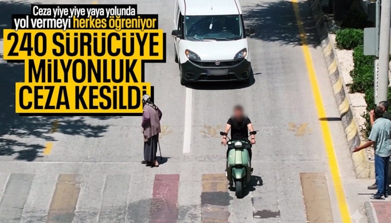 Gaziantep'te yayalara öncelik vermeyen 240 sürücüye 1 milyon 358 bin TL ceza