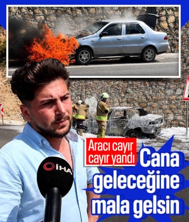 Hatay'da seyir halindeki otomobilde yangın