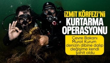 Murat Kurum, İzmit Körfezi'ndeki temizlik çalışmalarını su altı dalışıyla gözlemledi