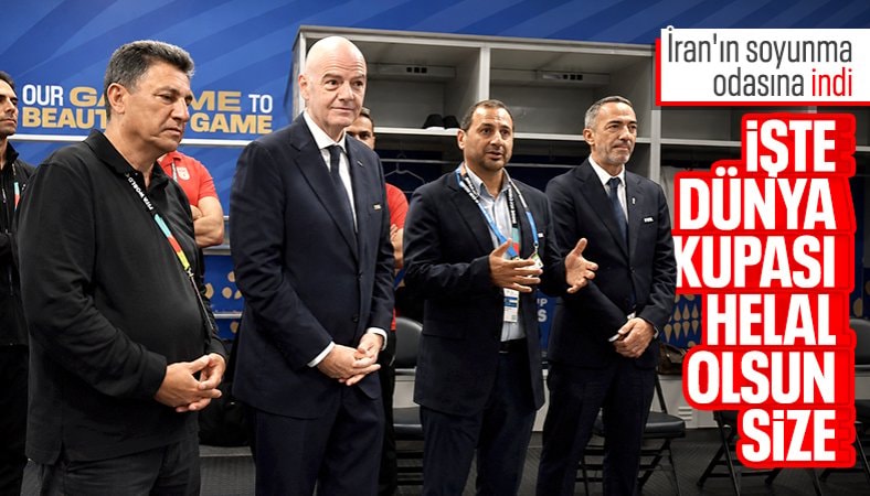 FIFA Başkanı Gianni Infantino, İran soyunma odasına inip futbolcuları kutladı