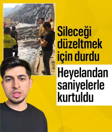 Artvin'de sileceği düzeltmek için durdu, saniyeler sonra heyelan oldu