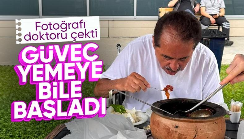 İbrahim Tatlıses'ten yeni fotoğraf! Hastane bahçesinde güveç yedi