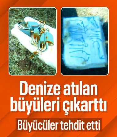 Antalya'da denize atılan büyüleri çıkartınca büyücüler tehdit etti