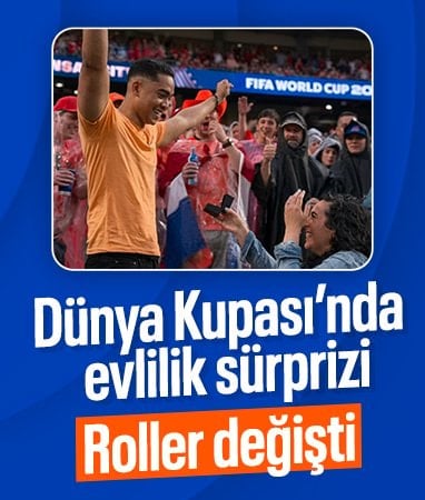 Tunus-Hollanda Dünya Kupası maçında bir kadın, erkek arkadaşına evlenme teklif etti
