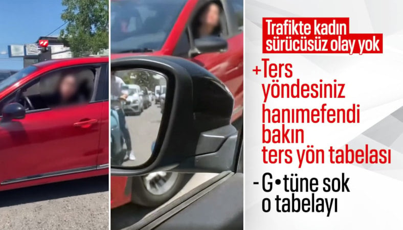 Ters yönden gelen kadın sürücünün yüzsüzlüğü