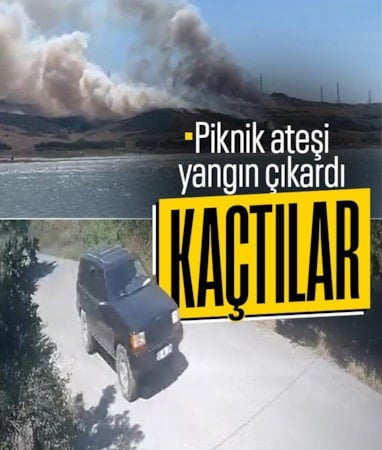 İstanbul'da piknik ateşi çayırlık alanı yaktı: Şüphelilerin kaçış anları görüntülendi
