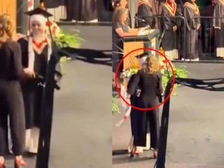 Kanada'da mezuniyet töreninde bir öğrencinin kefiyesine müdahale