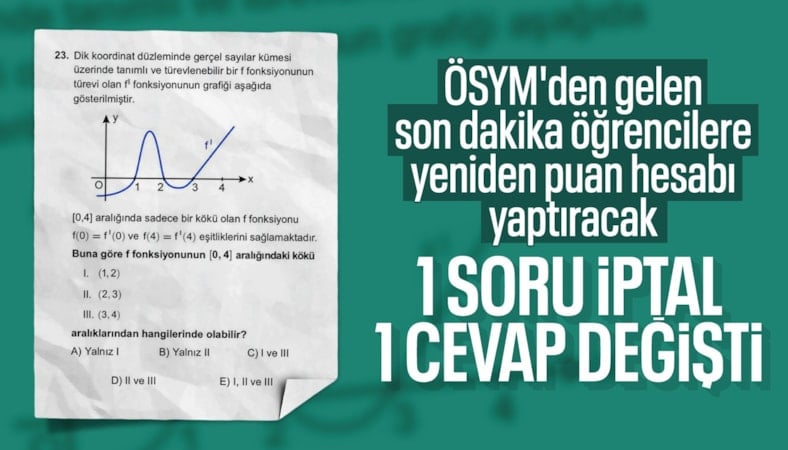 YKS'de bir soru iptal edildi, bir sorunun da cevabı değişti