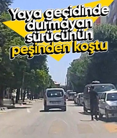 Eskişehir’de yaya geçidinde sürücü durmayınca aracı kovaladı