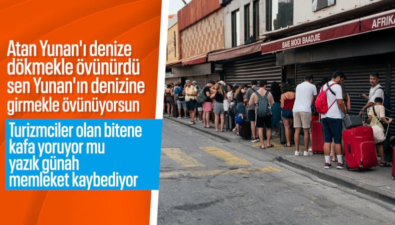 Yunan adalarına Türk turist akını: Uzun kuyruk kameraya yansıdı